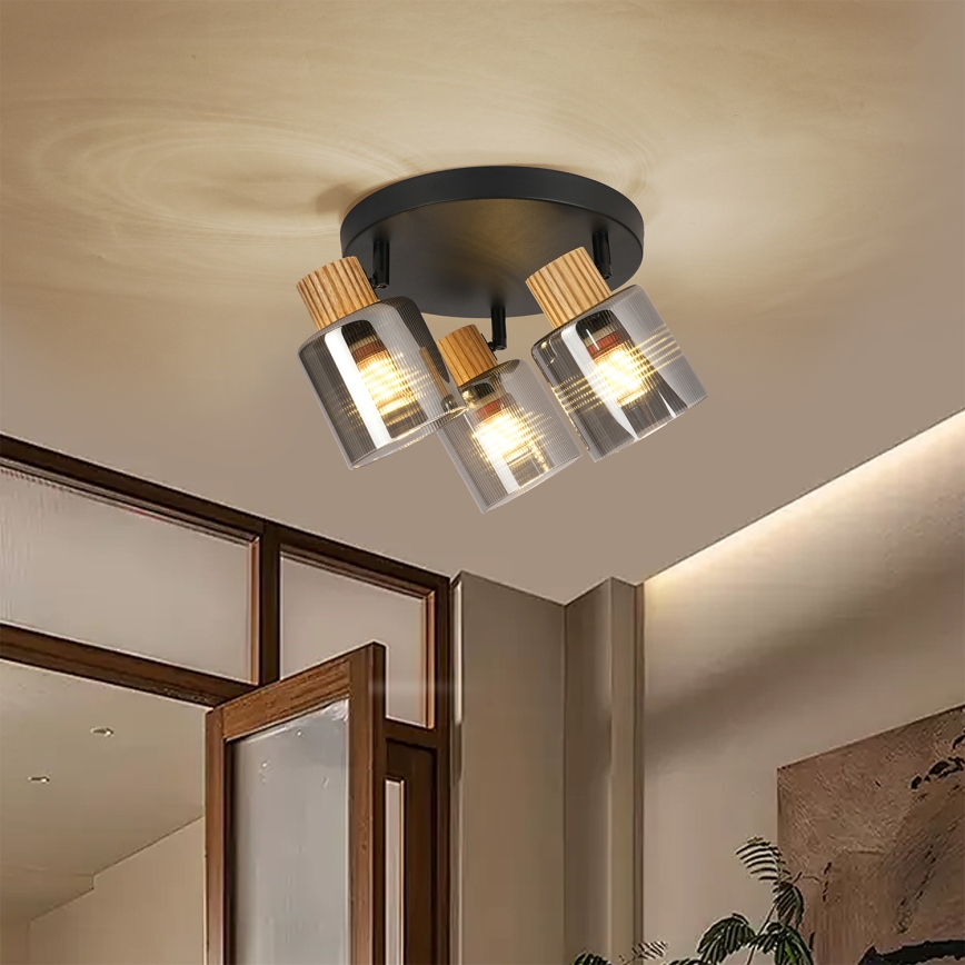 Brilagi - virziena gaismeklis HYGGE 3xE14/15W/230V melns/dūmakains