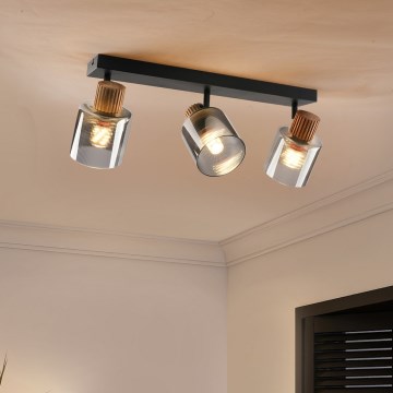 Brilagi - Virziena gaismeklis HYGGE 3xE14/15W/230V melns/dūmakains