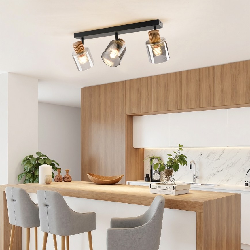 Brilagi - Virziena gaismeklis HYGGE 3xE14/15W/230V melns/dūmakains