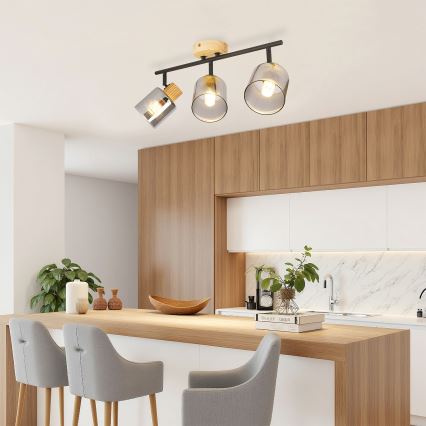 Brilagi - Virziena gaismeklis HYGGE 3xE14/15W/230V melns/dūmakains