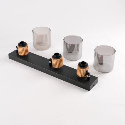 Brilagi - Virziena gaismeklis HYGGE 3xE14/15W/230V melns/dūmakains