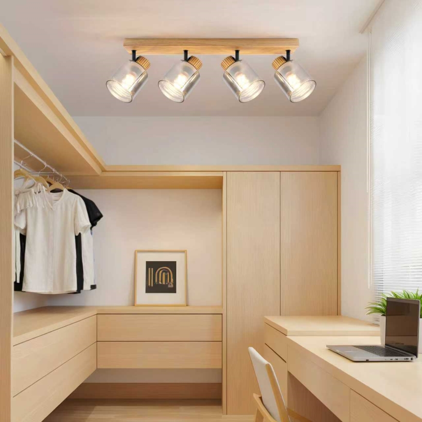 Brilagi - virziena gaismeklis HYGGE 4xE14/15W/230V kaučuka koks/dūmains