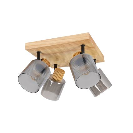 Brilagi - Virziena gaismeklis HYGGE 4xE14/15W/230V kaučuka koks/dūmakains