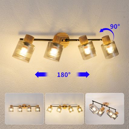 Brilagi - Virziena gaismeklis HYGGE 4xE14/15W/230V koka/dūmakaina
