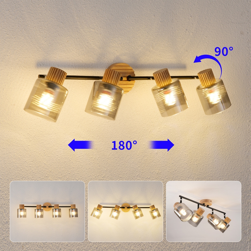 Brilagi - Virziena gaismeklis HYGGE 4xE14/15W/230V koka/dūmakaina