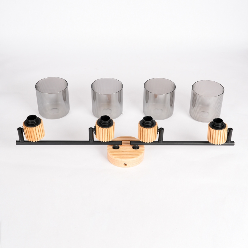 Brilagi - Virziena gaismeklis HYGGE 4xE14/15W/230V koka/dūmakaina