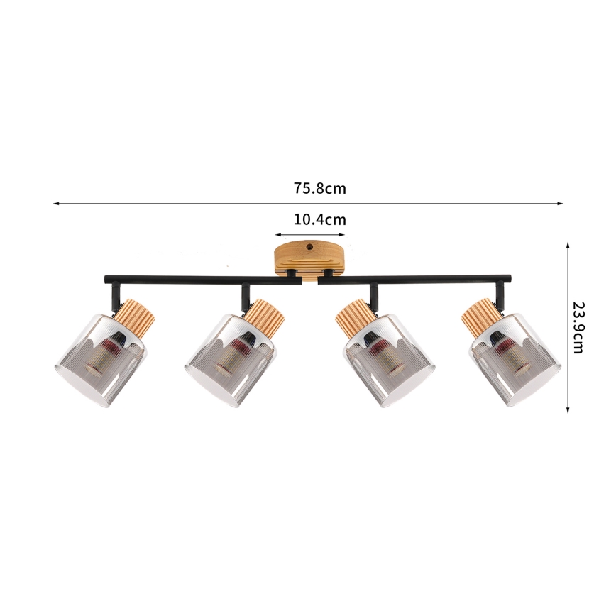 Brilagi - Virziena gaismeklis HYGGE 4xE14/15W/230V koka/dūmakaina
