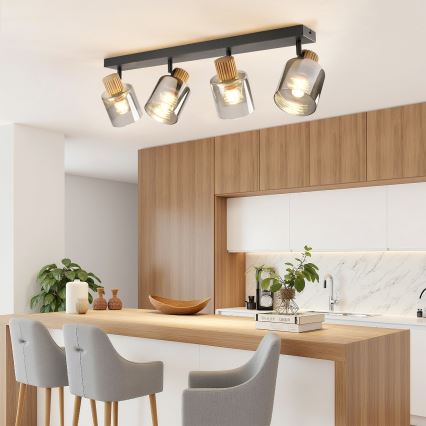 Brilagi - virziena gaismeklis HYGGE 4xE14/15W/230V melns/dūmakains