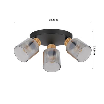 Brilagi - virziena gaismeklis HYGGE 4xE14/15W/230V melns/dūmakains