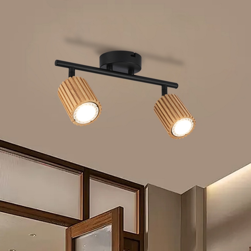 Brilagi - Virziena gaismeklis MODERN WOOD 2xGU10/8W/230V kaučuk koks/melns