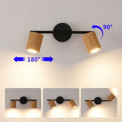 Brilagi - Virziena gaismeklis MODERN WOOD 2xGU10/8W/230V kaučuk koks/melns