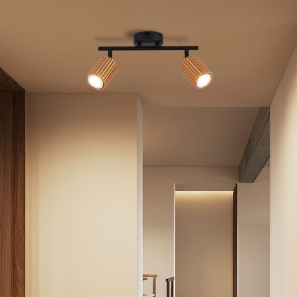 Brilagi - Virziena gaismeklis MODERN WOOD 2xGU10/8W/230V kaučuk koks/melns
