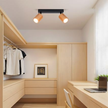 Brilagi - Virziena gaismeklis MODERN WOOD 2xGU10/8W/230V kaučuka koks/melns