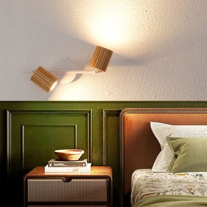 Brilagi - Virziena gaismeklis MODERN WOOD 2xGU10/8W/230V koka/balta