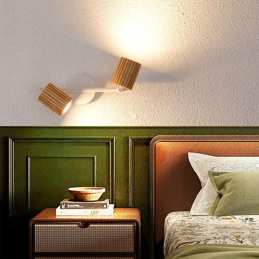 Brilagi - Virziena gaismeklis MODERN WOOD 2xGU10/8W/230V koka/balta