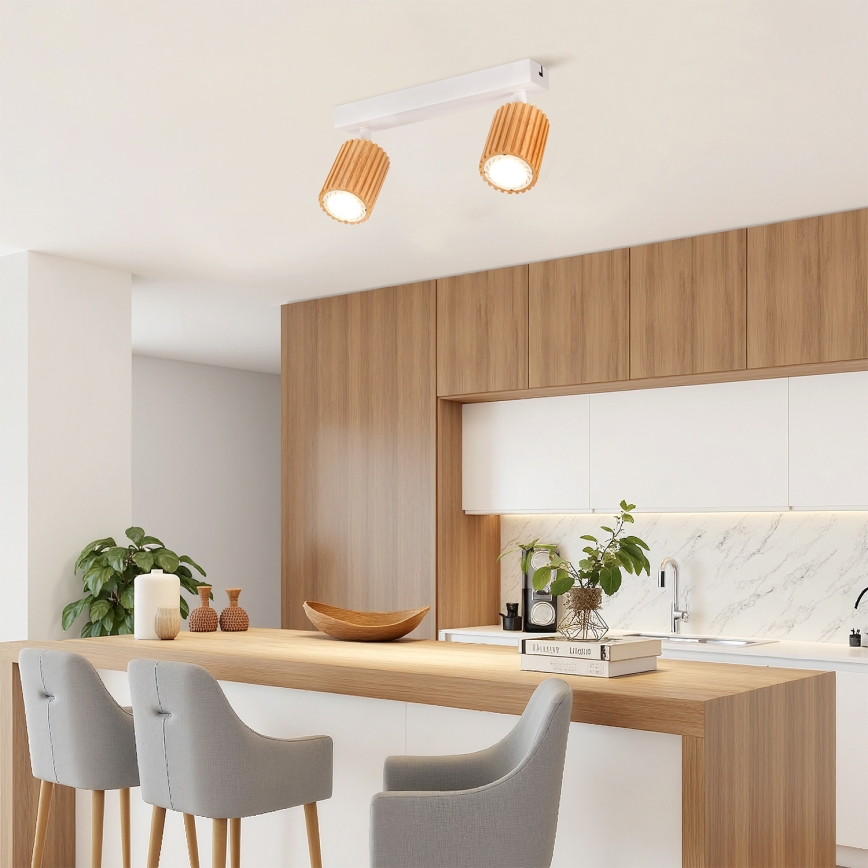 Brilagi - Virziena gaismeklis MODERN WOOD 2xGU10/8W/230V koks/balts