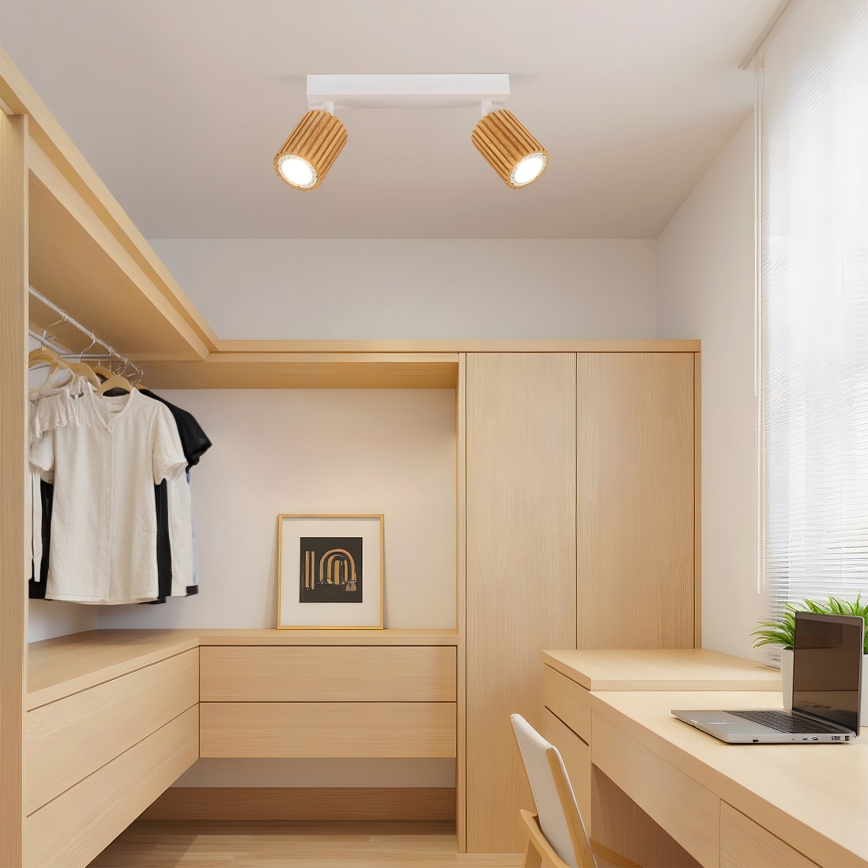 Brilagi - Virziena gaismeklis MODERN WOOD 2xGU10/8W/230V koks/balts