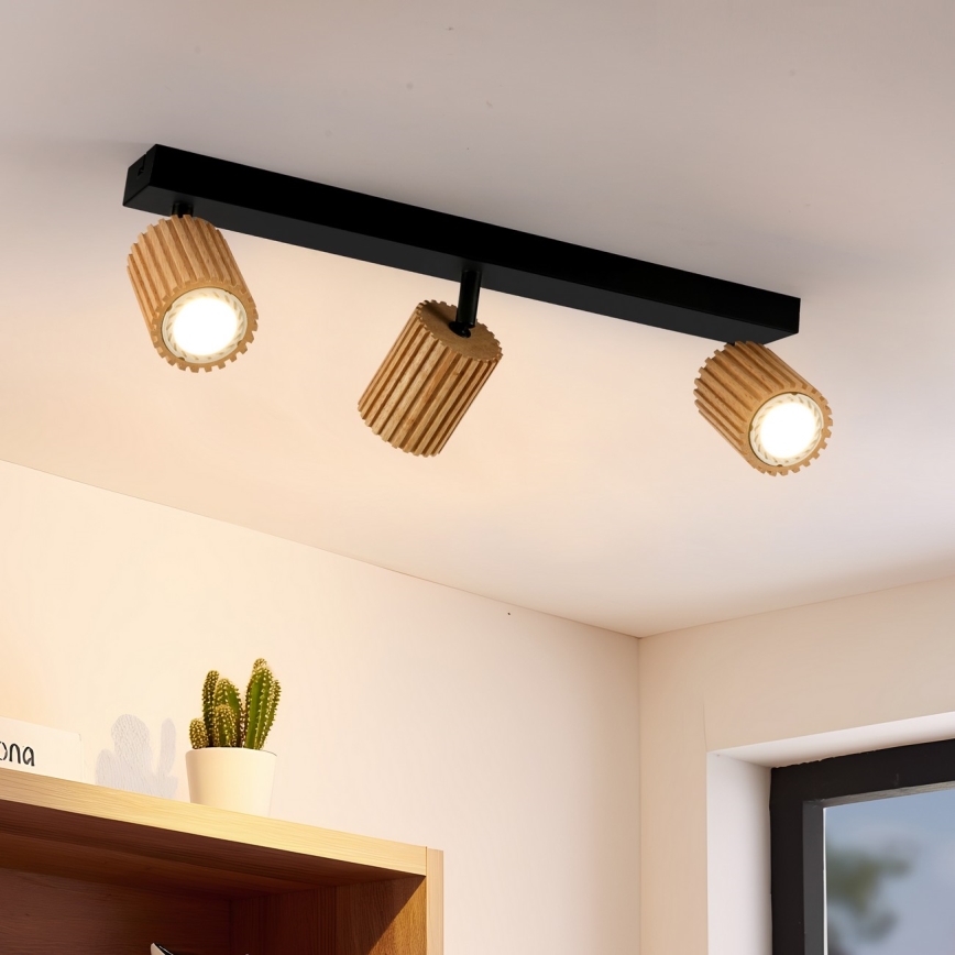 Brilagi - Virziena gaismeklis MODERN WOOD 3xGU10/8W/230V gumkoks/melns