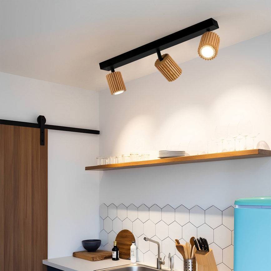 Brilagi - Virziena gaismeklis MODERN WOOD 3xGU10/8W/230V gumkoks/melns