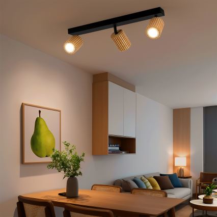 Brilagi - Virziena gaismeklis MODERN WOOD 3xGU10/8W/230V gumkoks/melns