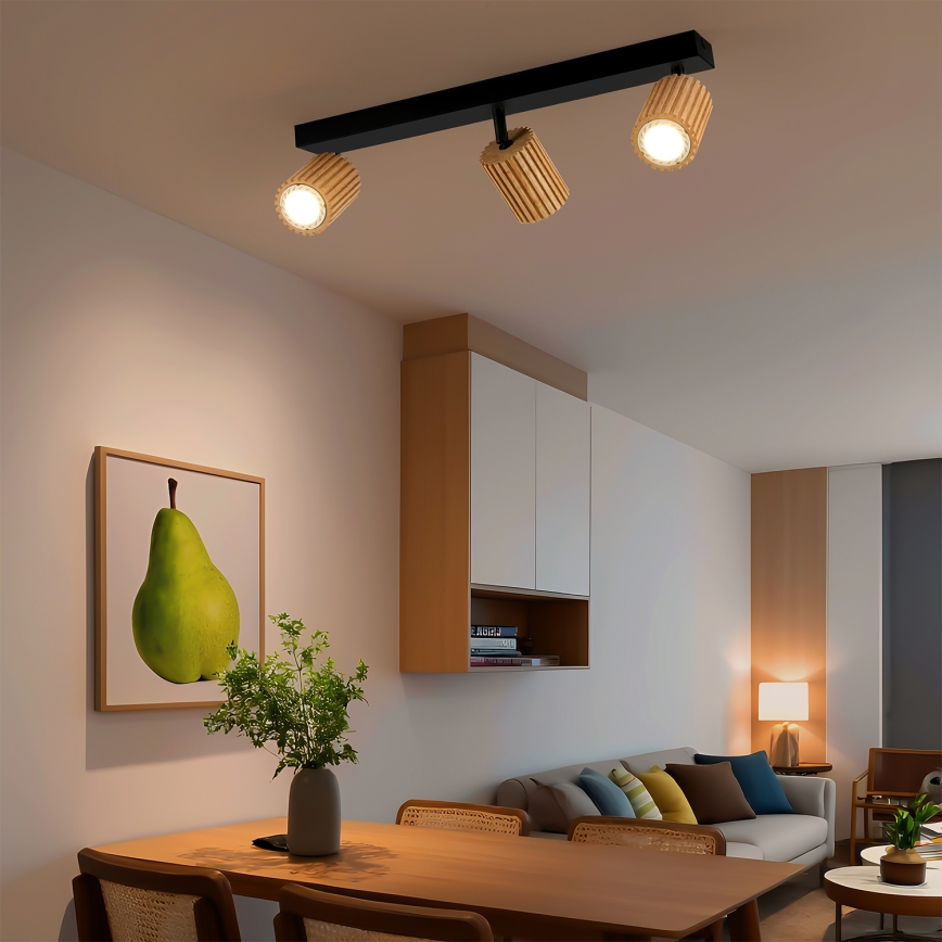 Brilagi - Virziena gaismeklis MODERN WOOD 3xGU10/8W/230V gumkoks/melns