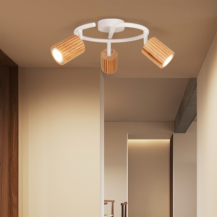 Brilagi - Virziena gaismeklis MODERN WOOD 3xGU10/8W/230V kaučuka koks/balts