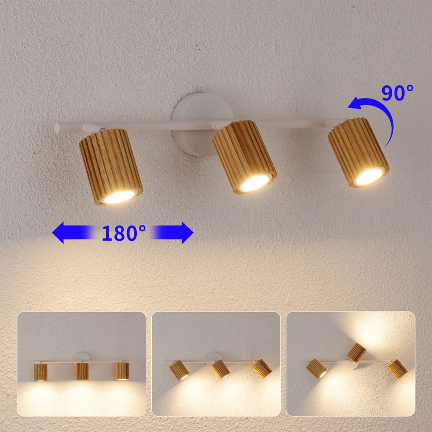Brilagi - Virziena gaismeklis MODERN WOOD 3xGU10/8W/230V koka/balts