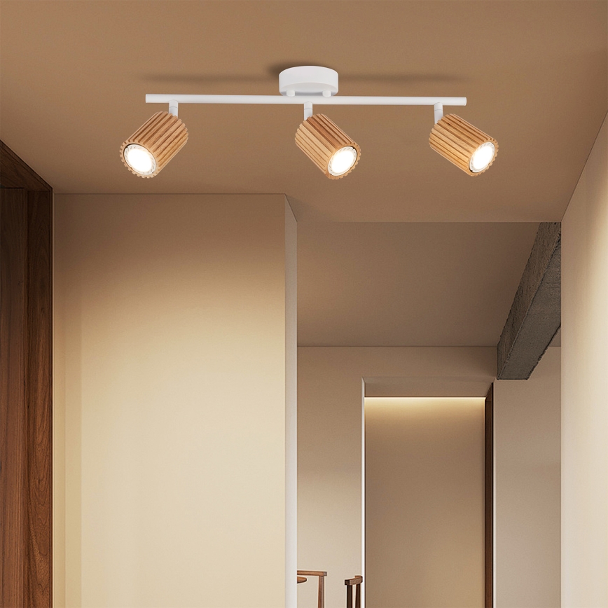 Brilagi - Virziena gaismeklis MODERN WOOD 3xGU10/8W/230V koka/balts