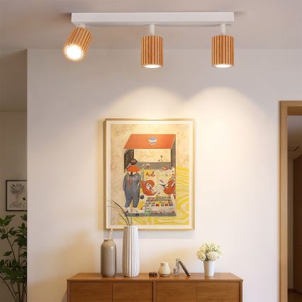 Brilagi - Virziena gaismeklis MODERN WOOD 3xGU10/8W/230V koka/balts