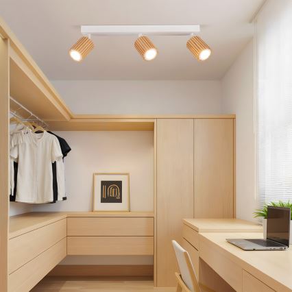 Brilagi - Virziena gaismeklis MODERN WOOD 3xGU10/8W/230V koka/balts