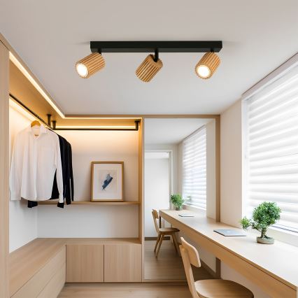 Brilagi - virziena gaismeklis MODERN WOOD 3xGU10/8W/230V koka/melns