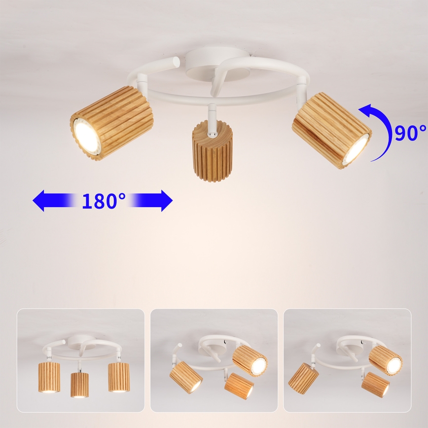 Brilagi - virziena gaismeklis MODERN WOOD 3xGU10/8W/230V koks/balts