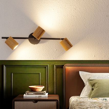 Brilagi - Virziena gaismeklis MODERN WOOD 3xGU10/8W/230V koks/melns