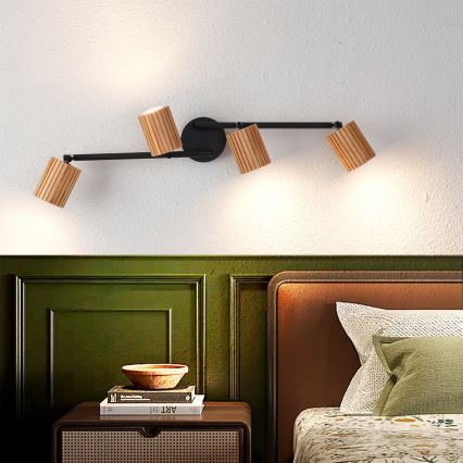 Brilagi - Virziena gaismeklis MODERN WOOD 4xGU10/8W/230V gumijas koks/melns