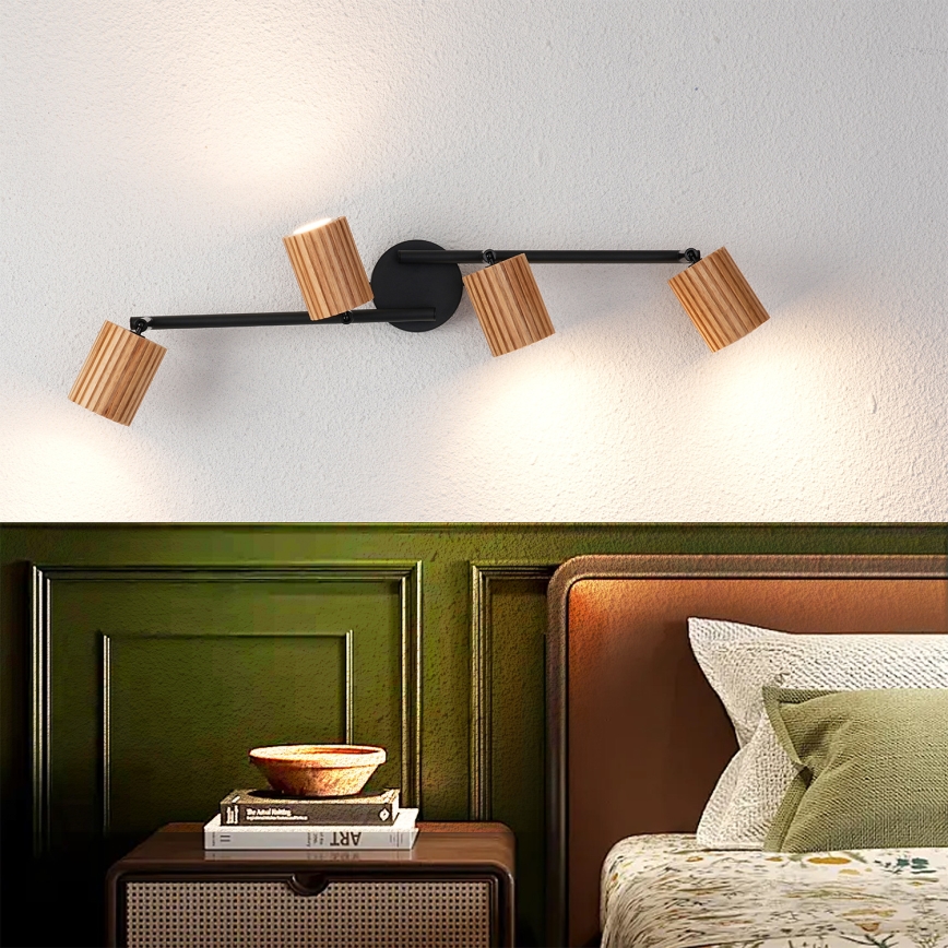 Brilagi - Virziena gaismeklis MODERN WOOD 4xGU10/8W/230V gumijas koks/melns