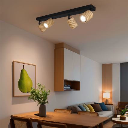 Brilagi - Virziena gaismeklis MODERN WOOD 4xGU10/8W/230V kaučuka koks/melns