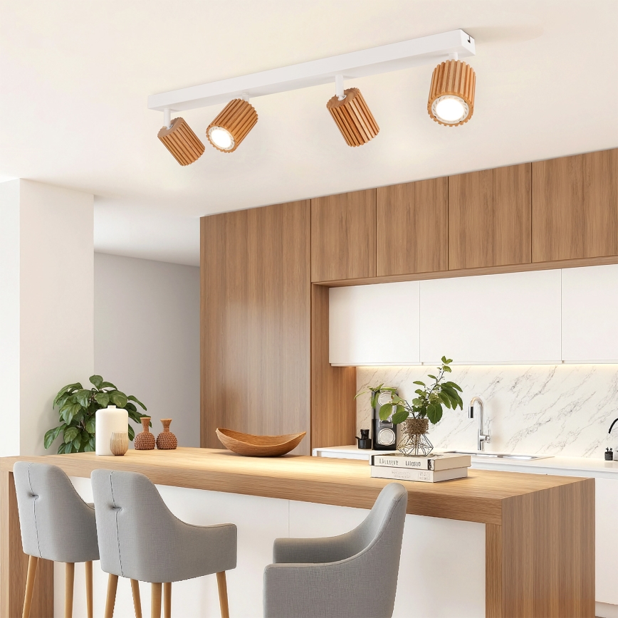Brilagi - Virziena gaismeklis MODERN WOOD 4xGU10/8W/230V koks/balts