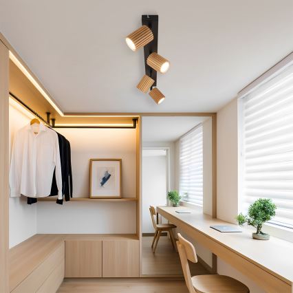 Brilagi - Virziena gaismeklis MODERN WOOD 4xGU10/8W/230V koks/melns