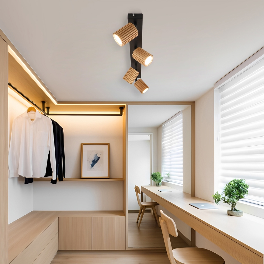 Brilagi - Virziena gaismeklis MODERN WOOD 4xGU10/8W/230V koks/melns