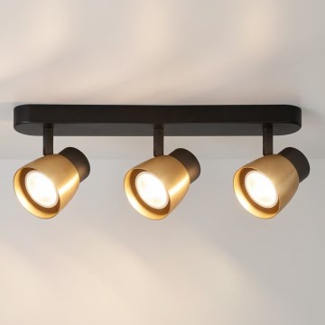 Brilagi - Virziena gaismeklis NUGGET 3xGU10/30W/230V melns/zelts