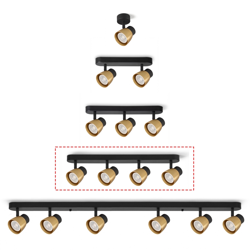 Brilagi - Virziena gaismeklis NUGGET 4xGU10/30W/230V melns/zeltains