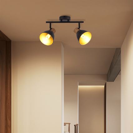 Brilagi - virziena gaismeklis ODENSE 2xE14/10W/230V kaučuka koks/melns