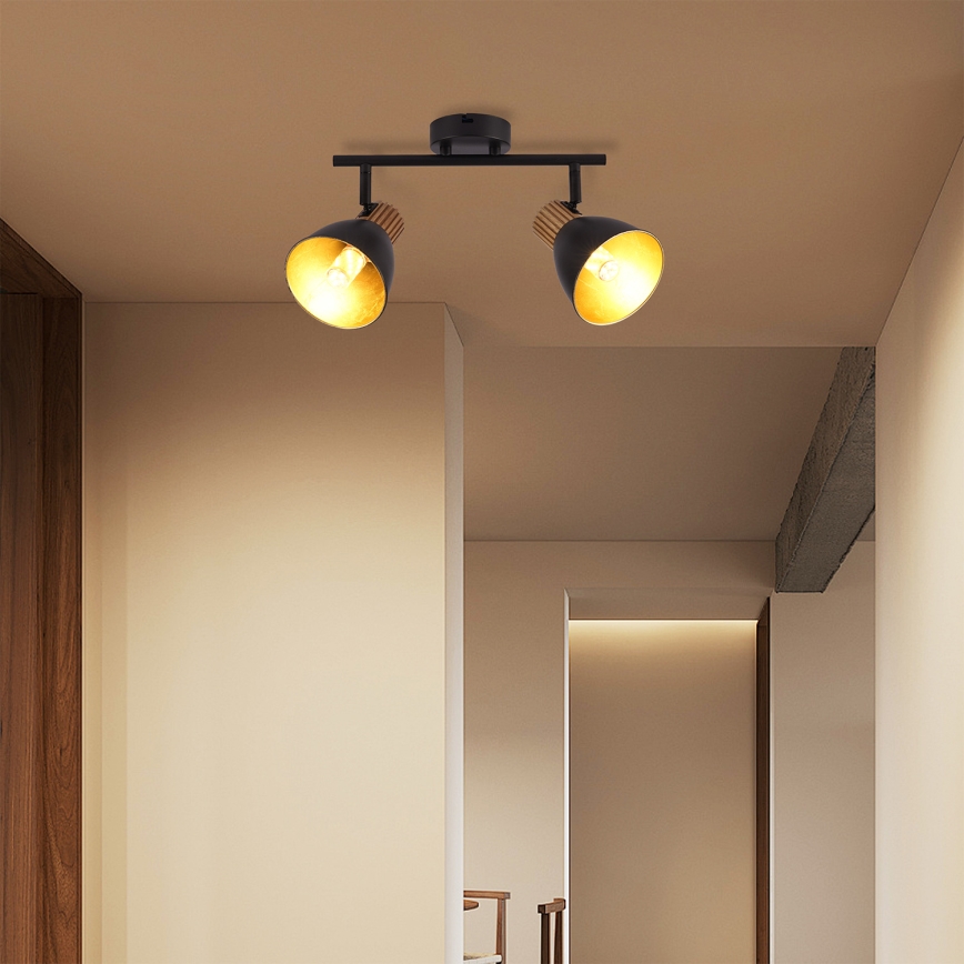 Brilagi - virziena gaismeklis ODENSE 2xE14/10W/230V kaučuka koks/melns