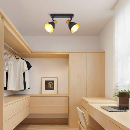 Brilagi - Virziena gaismeklis ODENSE 2xE14/10W/230V kaučuka koks/melns