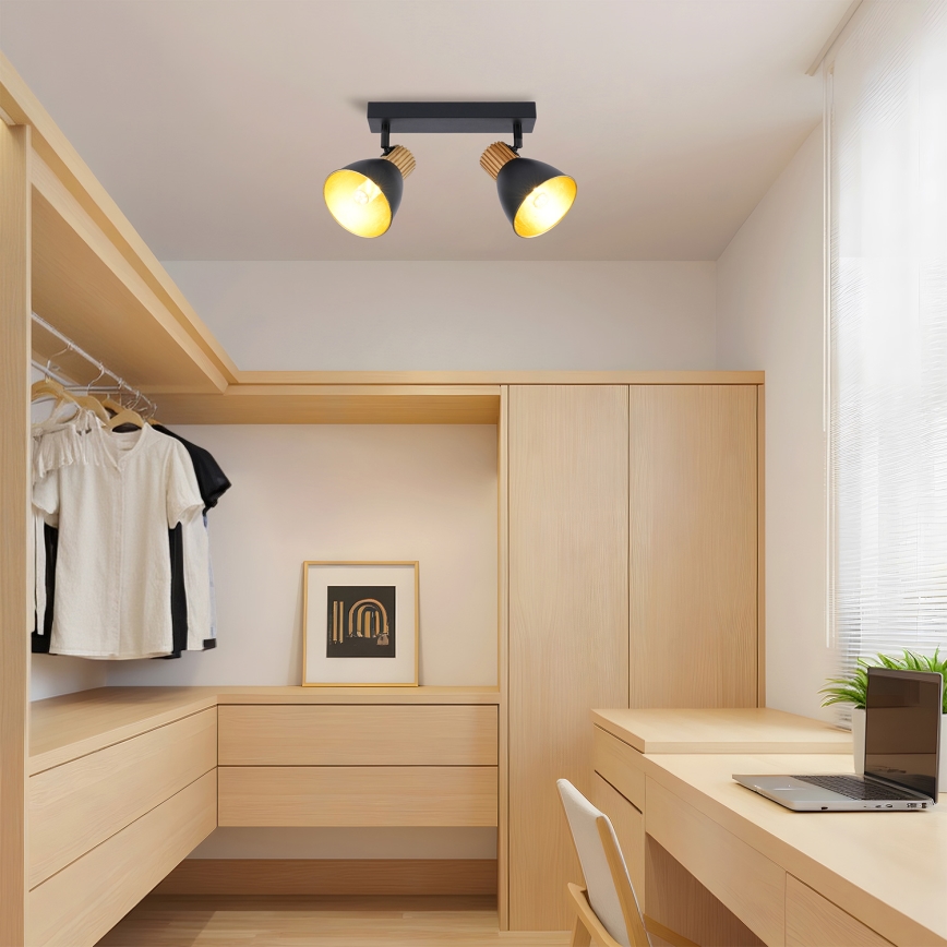 Brilagi - Virziena gaismeklis ODENSE 2xE14/10W/230V kaučuka koks/melns