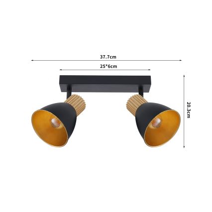Brilagi - Virziena gaismeklis ODENSE 2xE14/10W/230V kaučuka koks/melns
