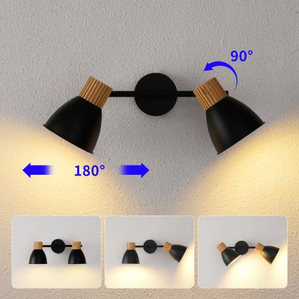 Brilagi - virziena gaismeklis ODENSE 2xE14/10W/230V koka/melns