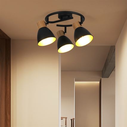 Brilagi - Virziena gaismeklis ODENSE 3xE14/10W/230V kaučuka koks/melns