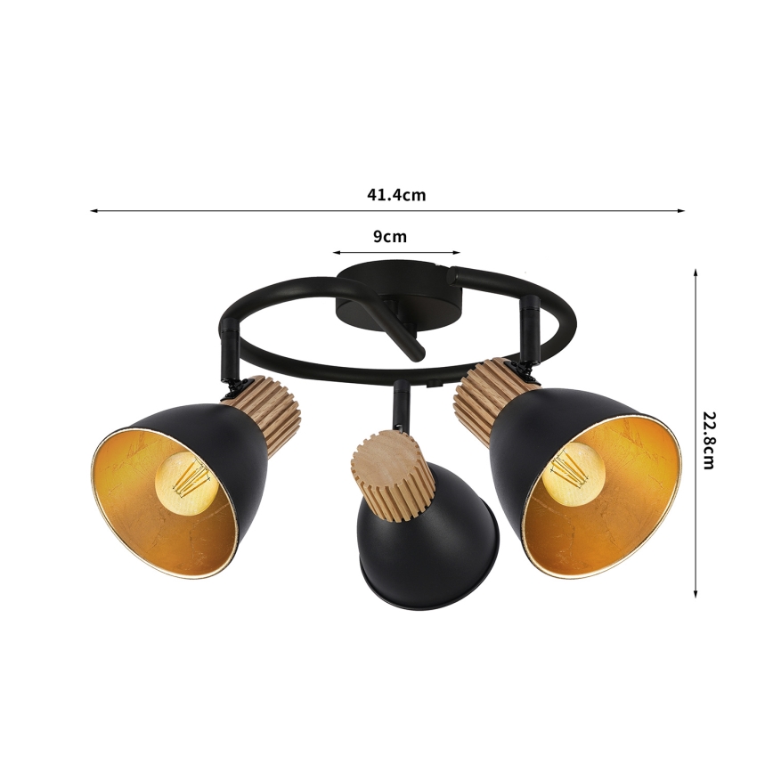 Brilagi - Virziena gaismeklis ODENSE 3xE14/10W/230V kaučuka koks/melns