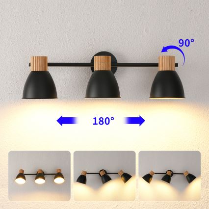 Brilagi - virziena gaismeklis ODENSE 3xE14/10W/230V kaučuka koks/melns
